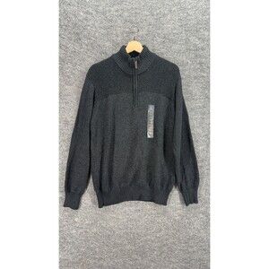 Field & Stream Sweater Pullover Women M Medium Black 1/4 Zip Long Sleeve Cotton